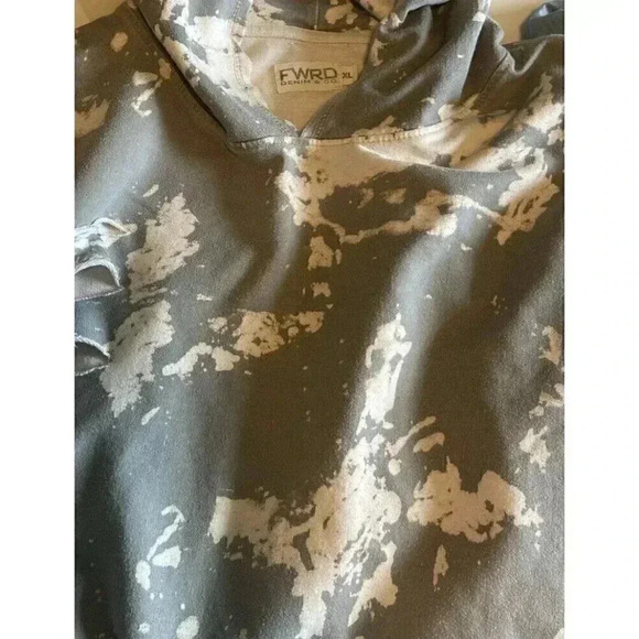 FWRD Denim & Co Mens Men's Gray Splatter Distressed Hoodie Size XL Sweatshirt - Picture 4 of 8